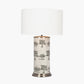 Guinea Fowl Large Cylinder Glass Table Lamp Base with Henry 40cm White Handloom Cylinder Lampshade