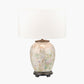 Daikon Flower Medium Glass Table Lamp Base with Henry 35cm White Handloom Cylinder Lampshade