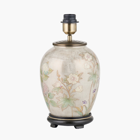 Daikon Flower Medium Glass Table Lamp Base with Henry 35cm White Handloom Cylinder Lampshade