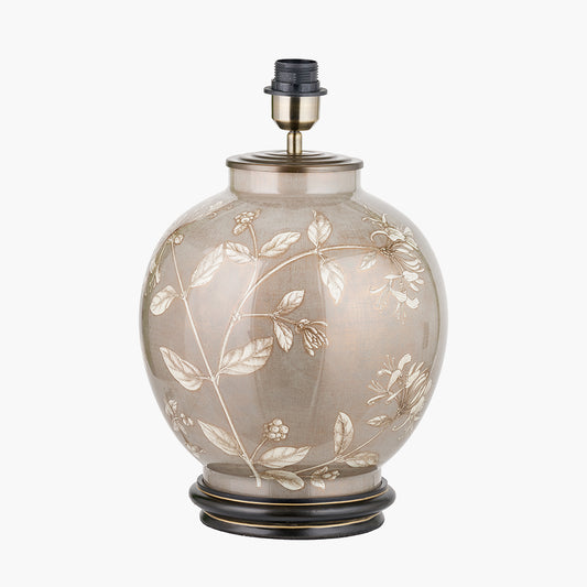Honeysuckle Large Glass Table Lamp Base with Bacall 45cm Almond Silk Knife Pleat Empire Lampshade