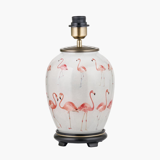 Flamingo Medium Glass Table Lamp Base with Bacall 40cm Almond Silk Knife Pleat Empire Lampshade