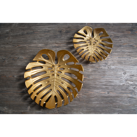 Prato Monstera Large Gold Finish Leaf Dish