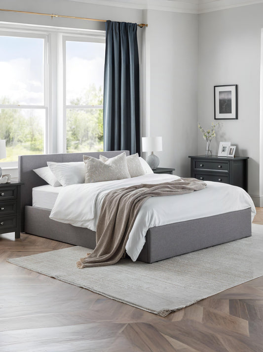Rialto Ottoman Storage 150cm King Bed  Light Grey