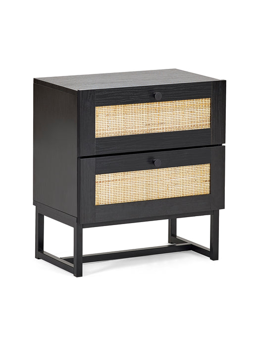 Padstow 2 Drawer Bedside - Black
