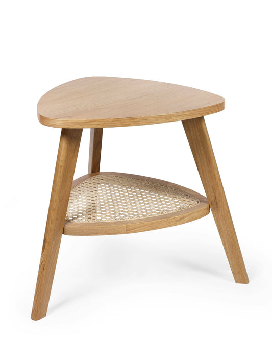 Vera Oak Triangular Side Table with Shelf