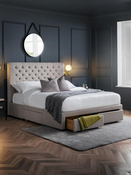 Wilton 4 Drawer 180cm Superking Bed - Grey Linen