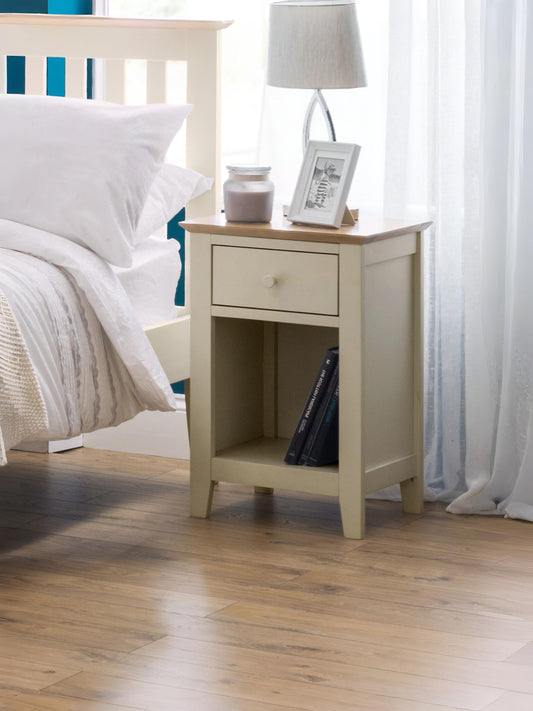 Salerno Shaker Ivory/ Oak 1 Drawer Bedside