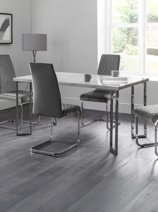 Positano Marble & Chrome Dining Table