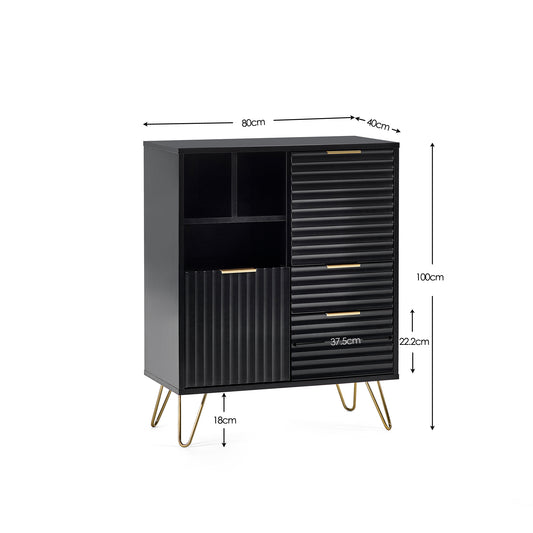 Murano 2 Door 2 Drawer Sideboard - Matt Black