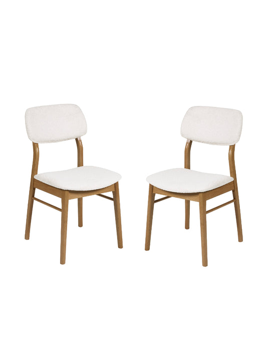 Theia White Boucle Upholstered Dining Chairs