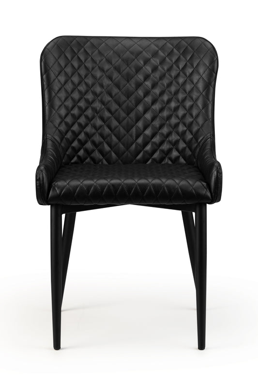 Set Of 2 Luxe Faux Leather Dining Chairs Black