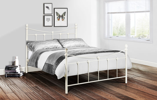 Rebecca 150cm King Bed - Stone White