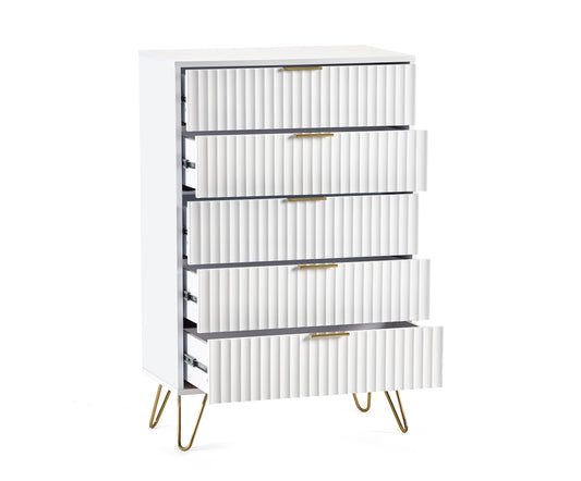 Murano 5 Drawer Chest - Matt White
