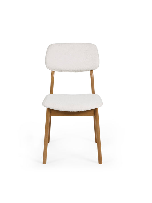 Theia White Boucle Upholstered Dining Chairs