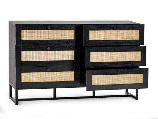 Padstow 6 Drawer Chest - Black