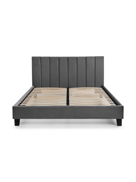 Rosa Grey Velvet Upholstered 90cm Single Bed