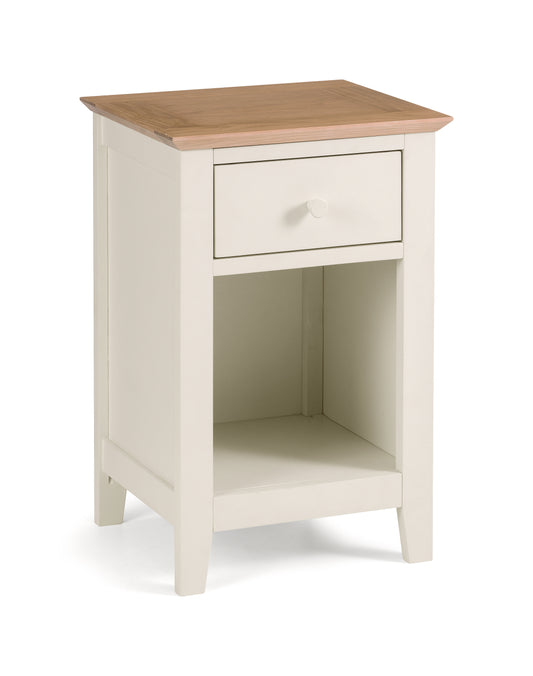 Salerno Shaker Ivory/ Oak 1 Drawer Bedside