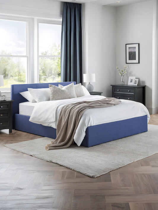 Rialto Ottoman Storage 135cm Double Bed  Dark Blue