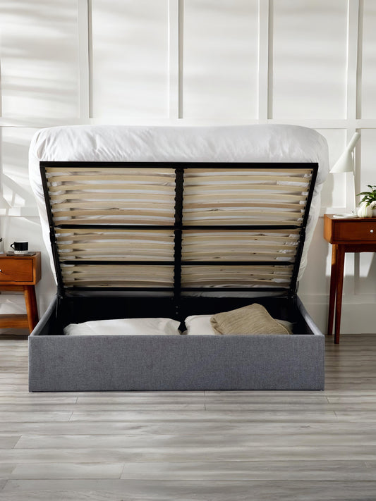 Merida Ottoman Storage 150cm King Bed - Grey