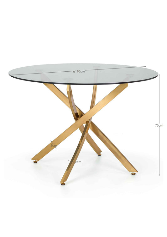 Montero Round Table and 4 Grey Hadid Chairs