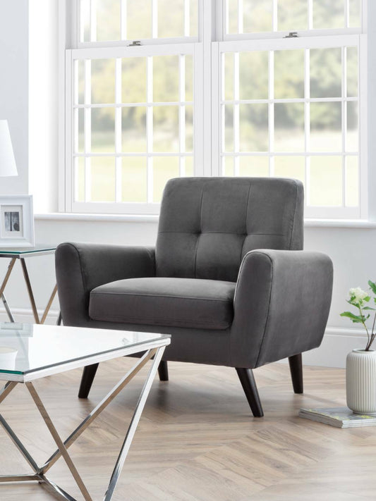 Monza Chair In Dark Grey Velvet