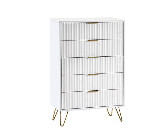 Murano 5 Drawer Chest - Matt White