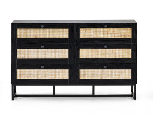 Padstow 6 Drawer Chest - Black