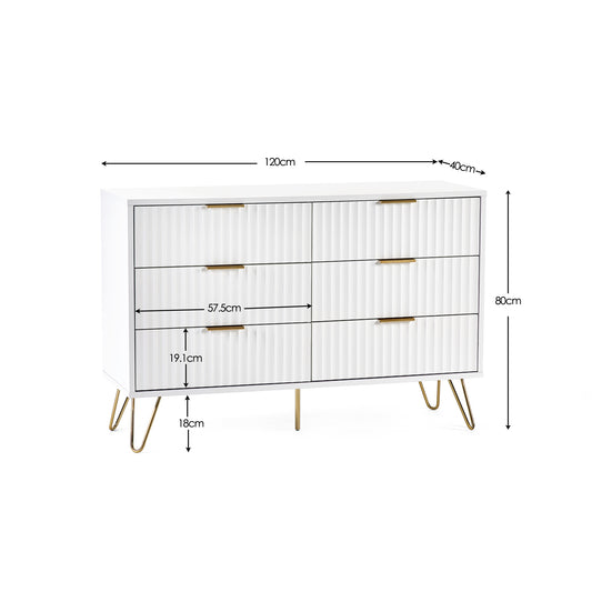 Murano 6 Drawer Chest - Matt White