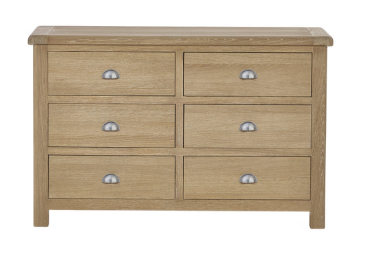 Memphis Limed Oak 6 Drawer Wide Chest