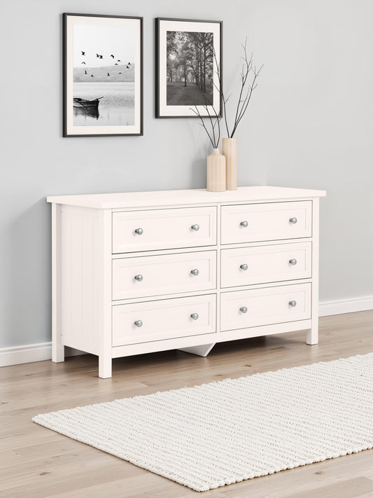Maine 6 Drawer Wide Chest - Surf White