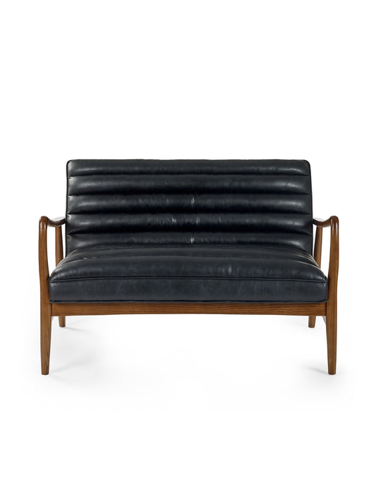 Marshall 2 Seater Sofa - Black Faux Leather