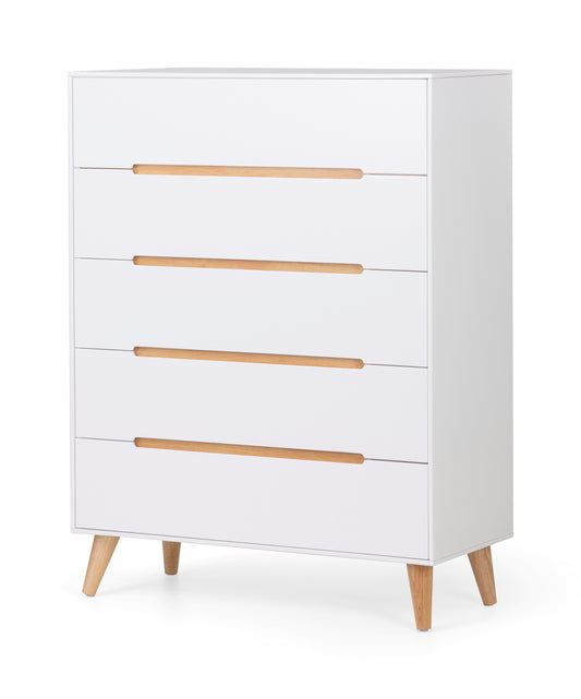 Alicia 5 Drawer Chest - White