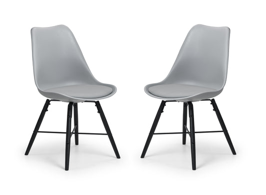 Set Of 2 Kari Dining Chairs - Grey Seat & Black Legs