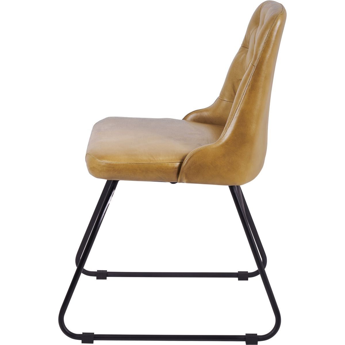 Camillo Mustard Leather and Iron Dining Chair
