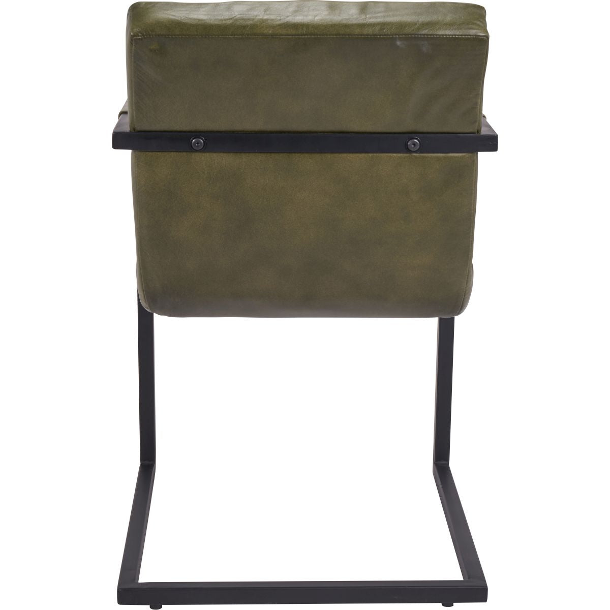 Vittorio Sage Green Leather and Iron Arm Chair