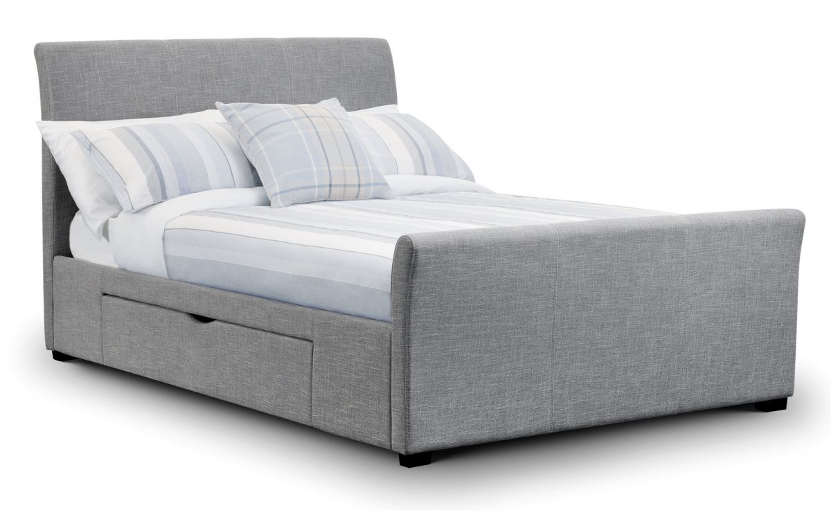 Capri Fabric Bed With Drawers Light Grey 180cm (Super King)