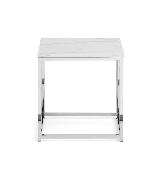Scala Marble Top Lamp Table - White Marble