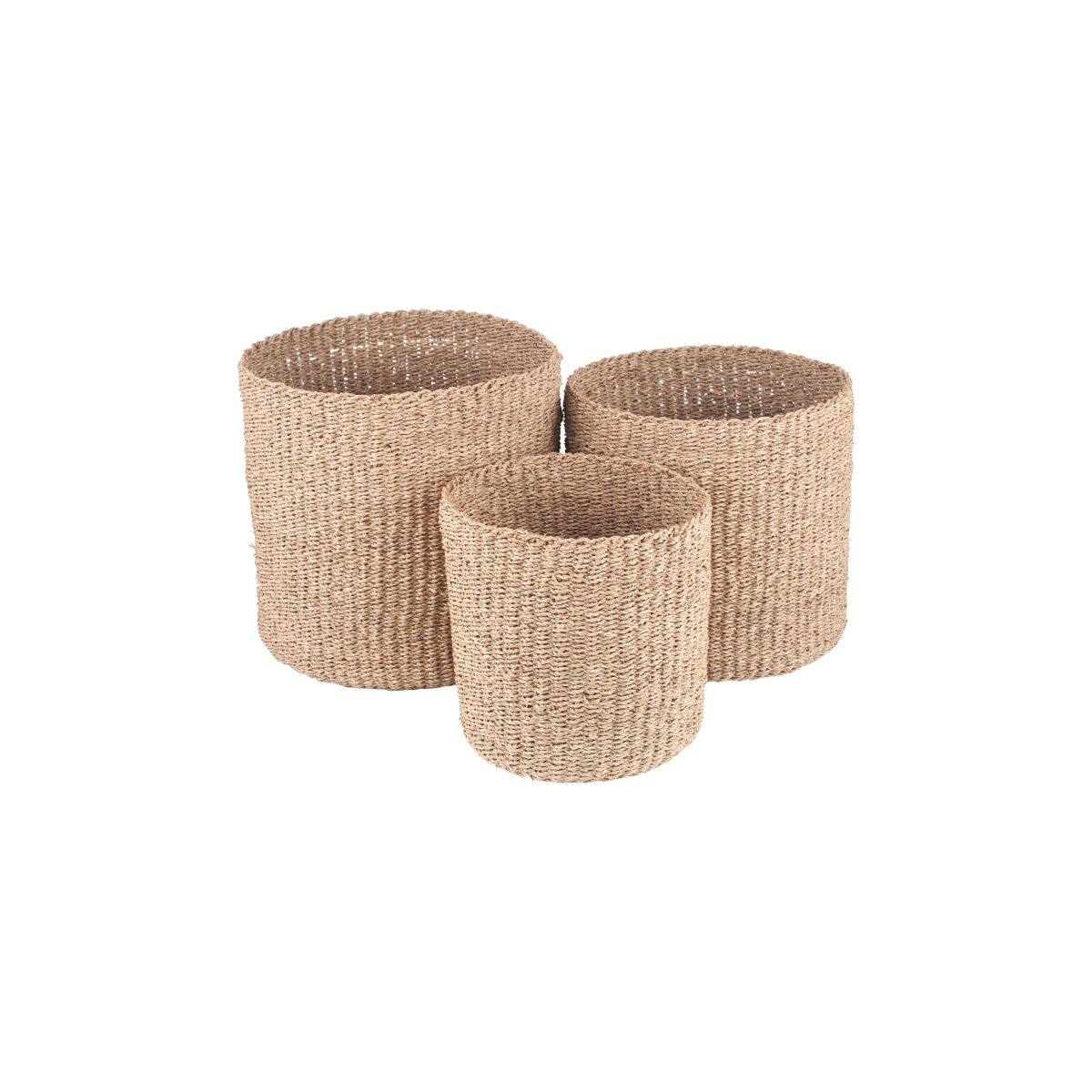S/3 Woven Natural Seagrass Round Baskets