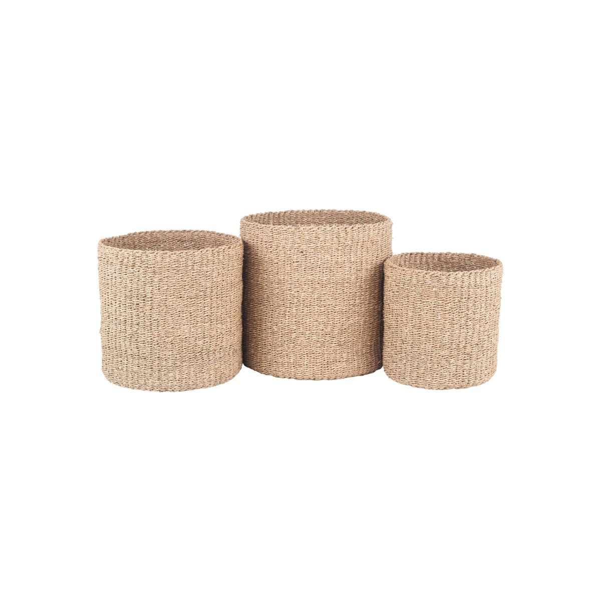 S/3 Woven Natural Seagrass Round Baskets