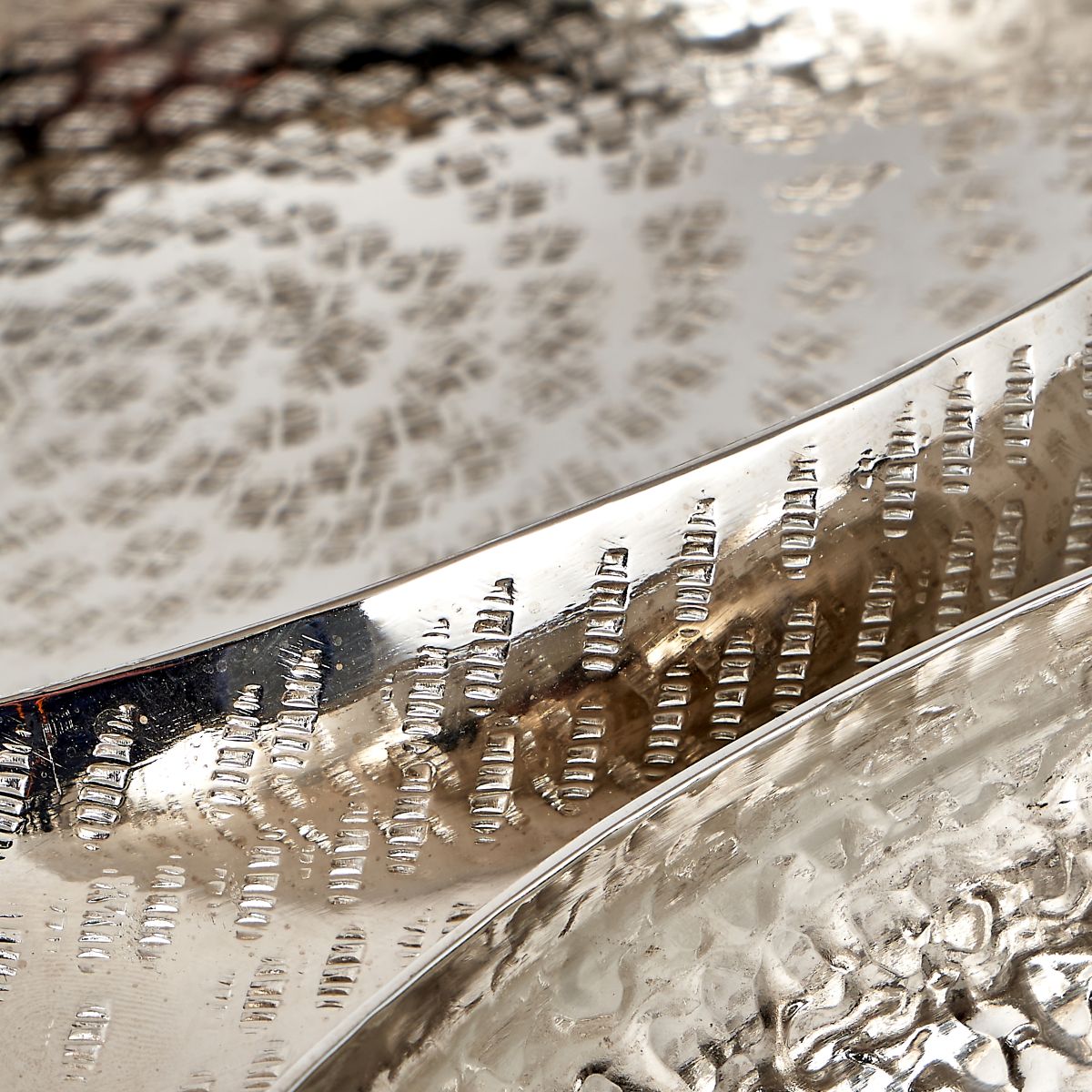 S/2 Silver Hammered Metal Bowls