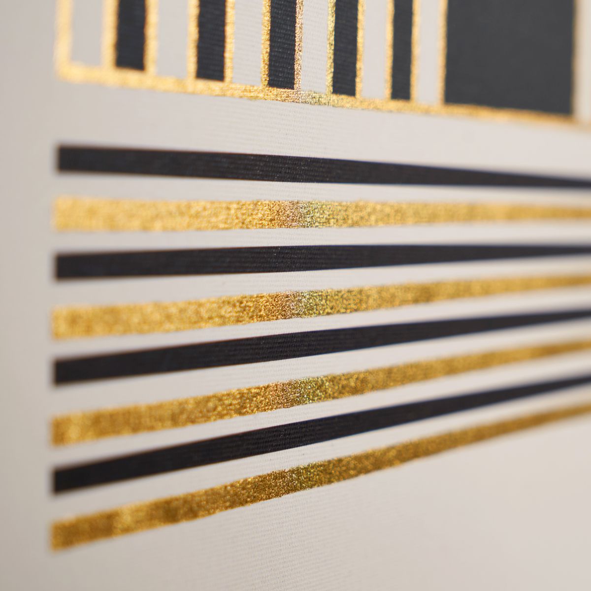 Art Deco Print with Linear Gold Detail and Black Frame