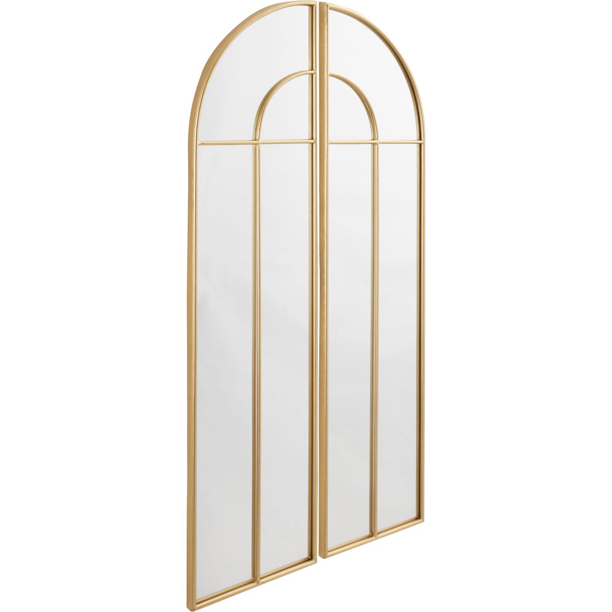 Gold Metal 2 Half Arch Section Wall Mirror