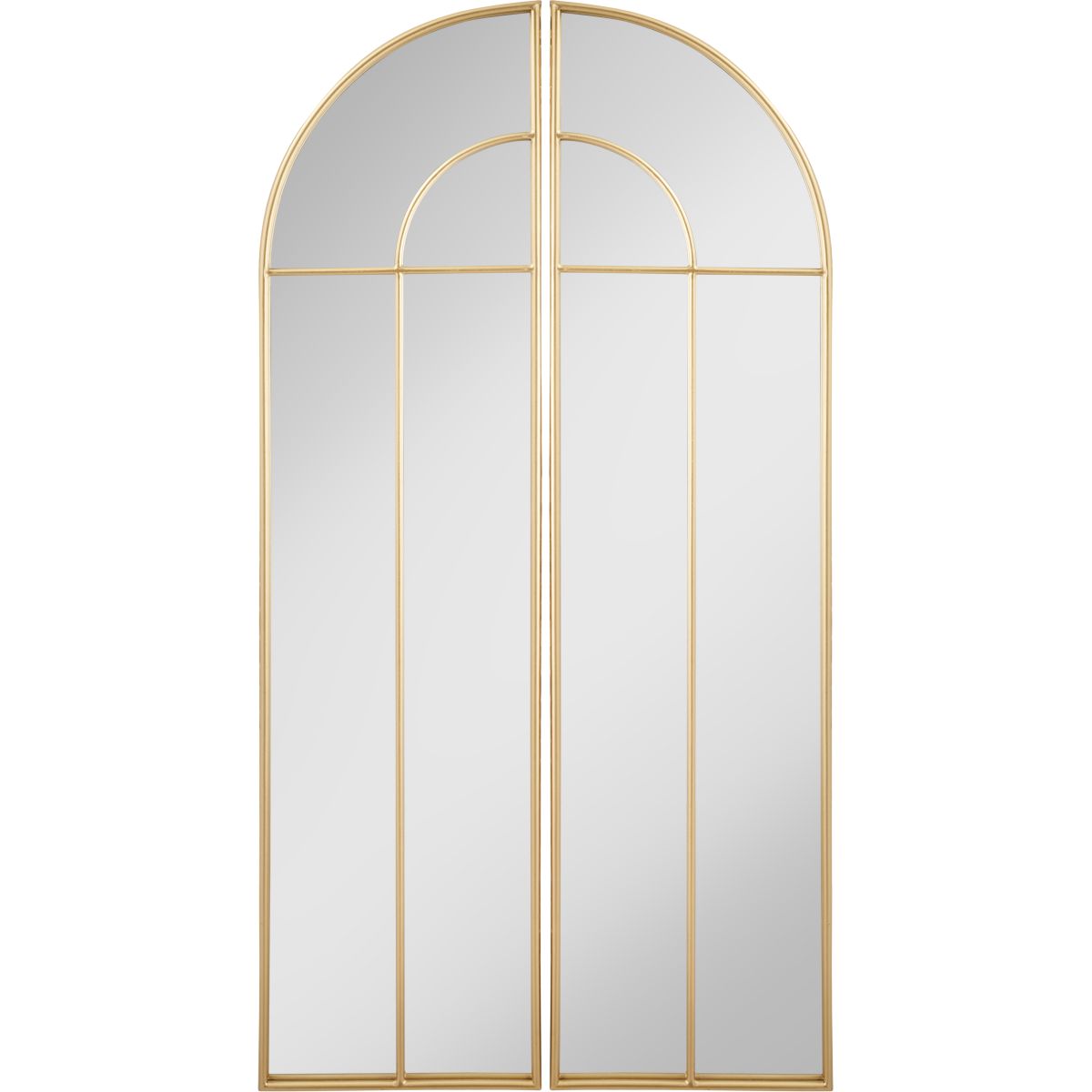 Gold Metal 2 Half Arch Section Wall Mirror