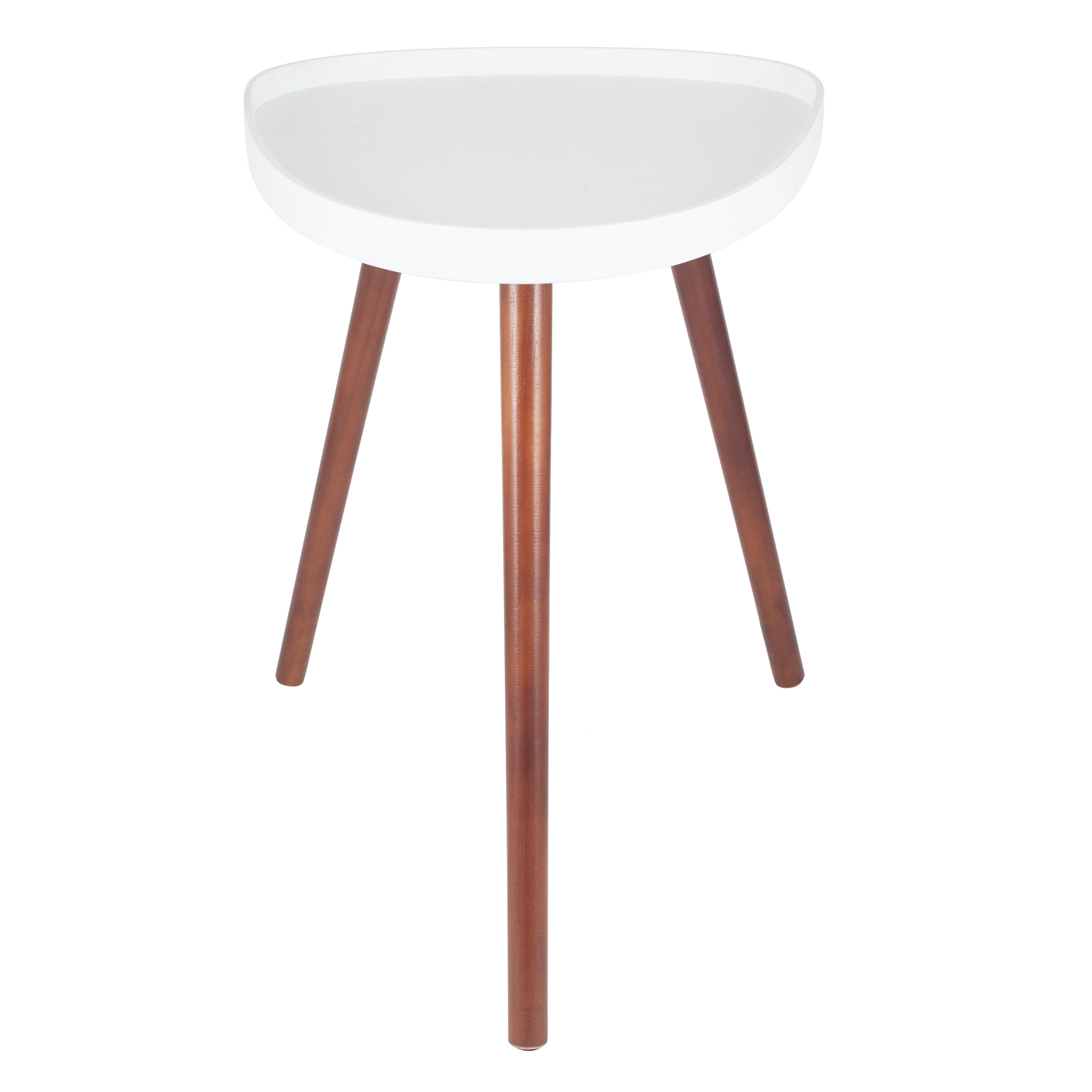 Clarice White MDF and Brown Pine Wood Teardrop Side Table K/D