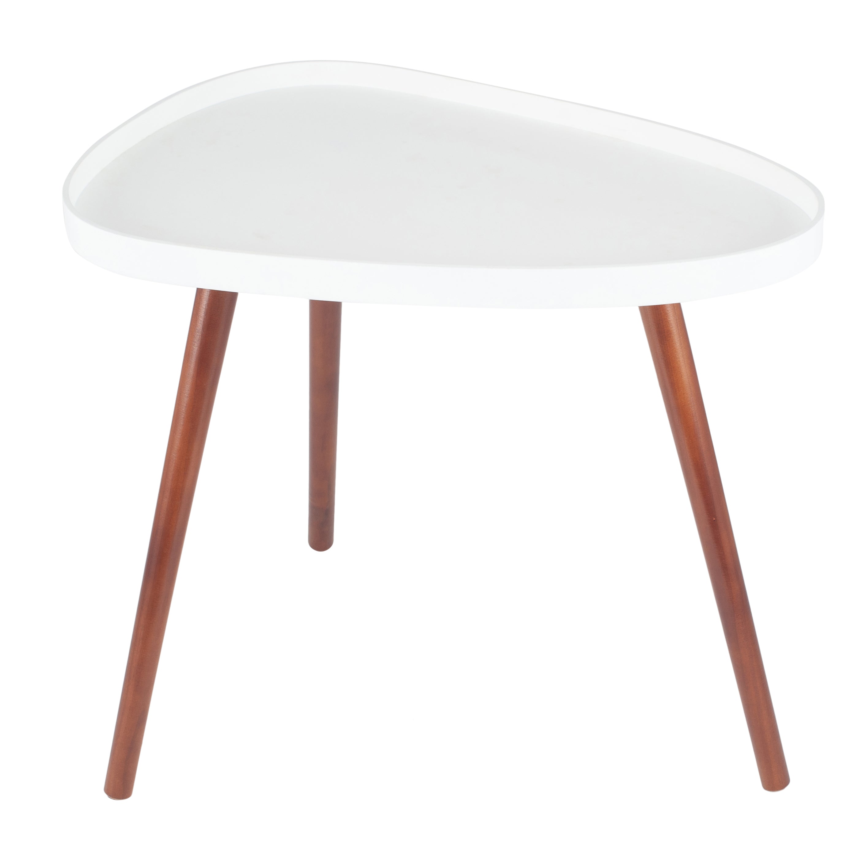 Clarice White MDF and Brown Pine Wood Teardrop Side Table K/D