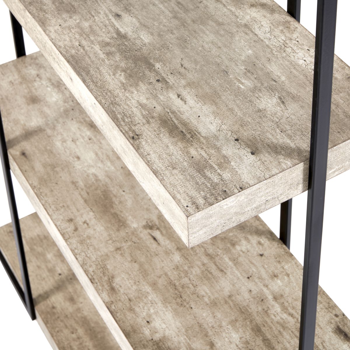Jersey Concrete Effect Wood and Black Iron 5 Shelf Unit