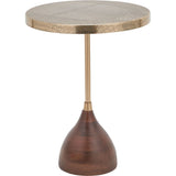 Caiman Antique Brass Croc Effect Table with Wood Base