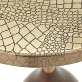 Caiman Antique Brass Croc Effect Table with Wood Base