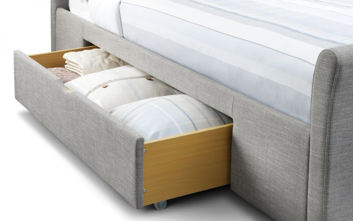 Capri Fabric Bed With Drawers Light Grey 180cm (Super King)