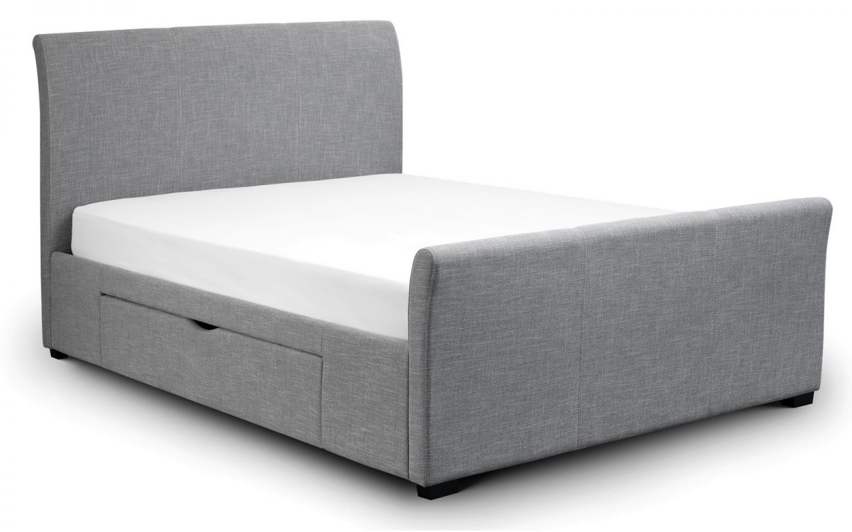 Capri Fabric Bed With Drawers Light Grey 150cm (King Size)